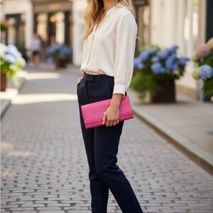 Kate Spade New York Maple Court Cyndy Leather Continental Pink Scalloped Wallet